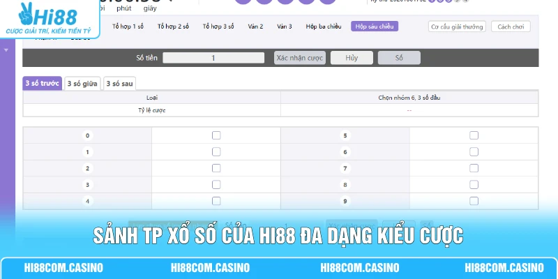 Sảnh Xổ Số - Hướng Dẫn Cách Cá Cược 3 Loại Hình Hấp Dẫn 2 Sảnh TP xổ số của Hi88 đa dạng kiểu cược